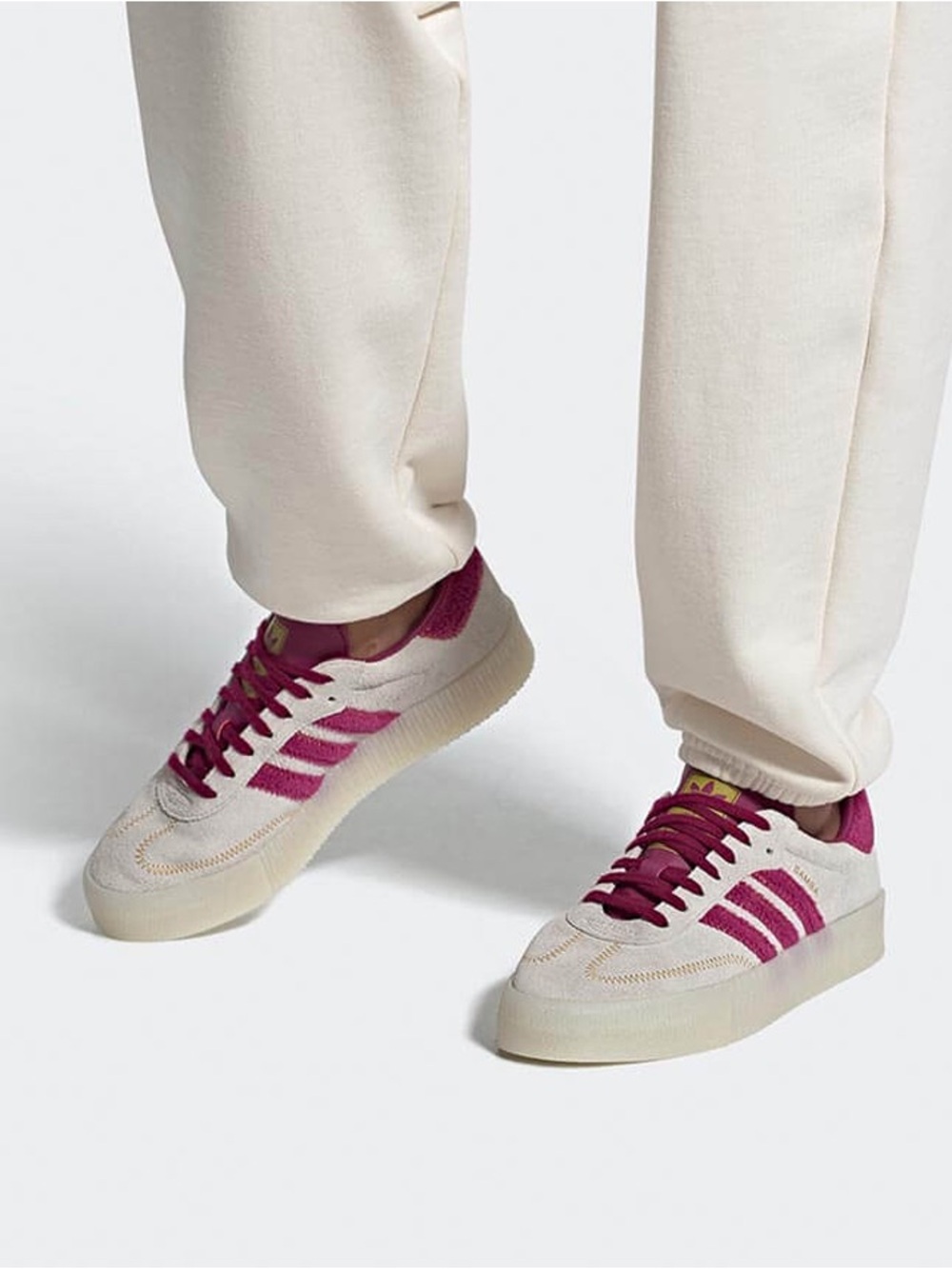 Adidas Sambarose Raw White Power Berry platform sneakers heritage blokecore